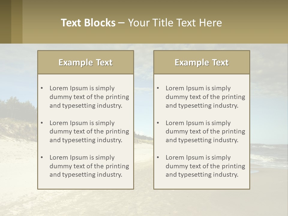 A Sandy Beach With Trees And Water Under A Cloudy Sky PowerPoint Template