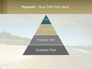 A Sandy Beach With Trees And Water Under A Cloudy Sky PowerPoint Template