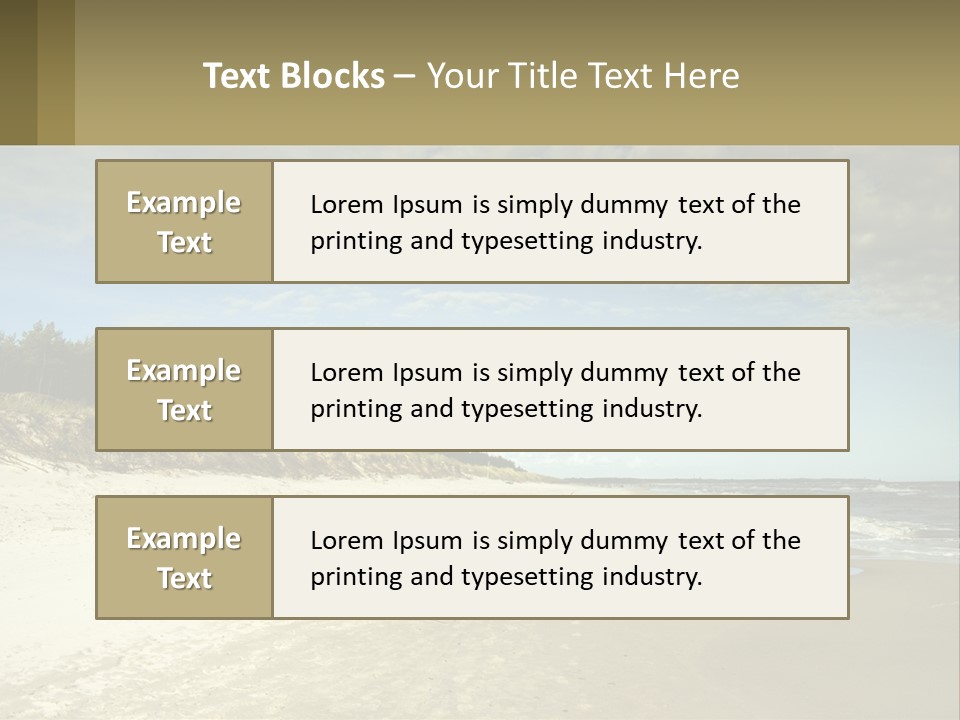 A Sandy Beach With Trees And Water Under A Cloudy Sky PowerPoint Template