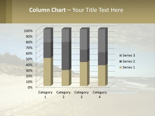 A Sandy Beach With Trees And Water Under A Cloudy Sky PowerPoint Template