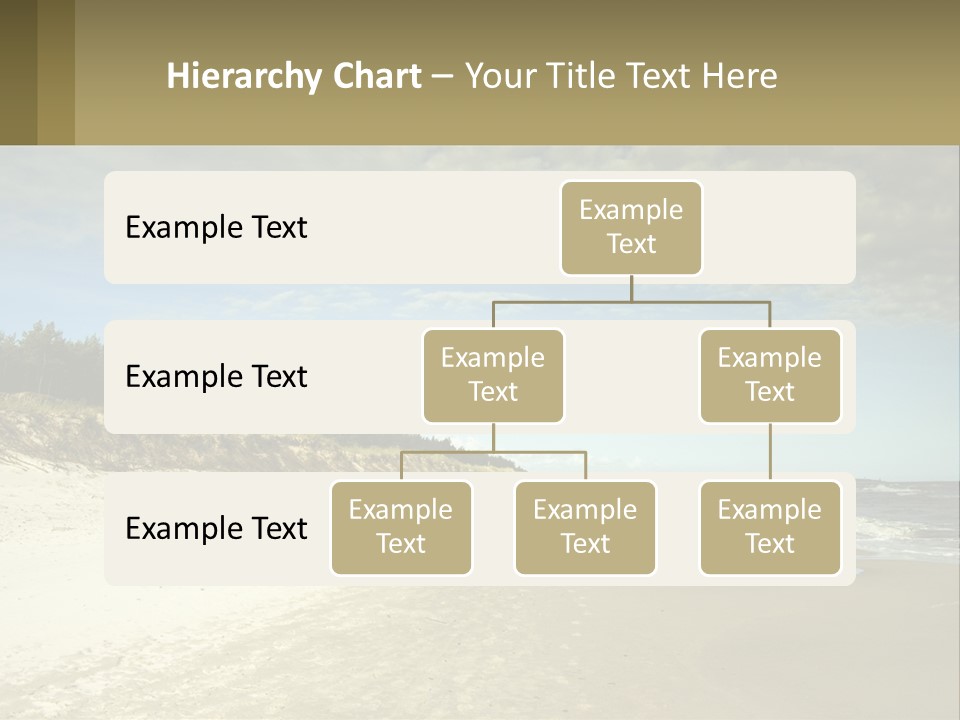 A Sandy Beach With Trees And Water Under A Cloudy Sky PowerPoint Template