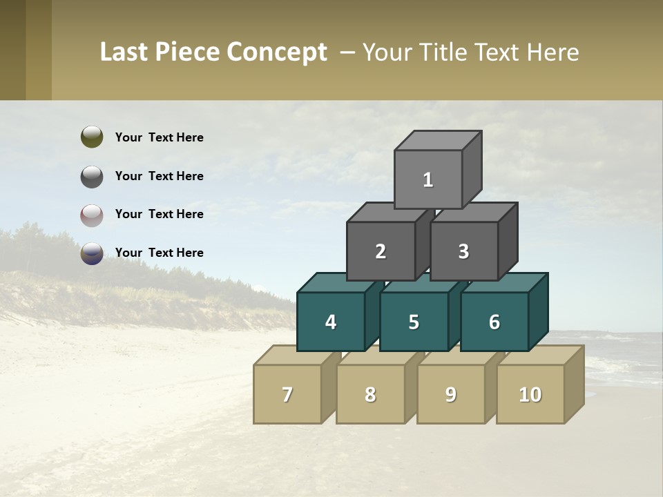 A Sandy Beach With Trees And Water Under A Cloudy Sky PowerPoint Template