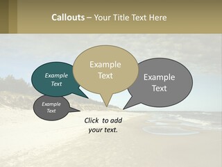 A Sandy Beach With Trees And Water Under A Cloudy Sky PowerPoint Template