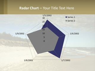 A Sandy Beach With Trees And Water Under A Cloudy Sky PowerPoint Template