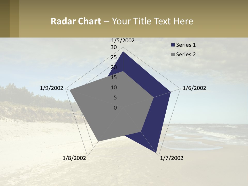 A Sandy Beach With Trees And Water Under A Cloudy Sky PowerPoint Template