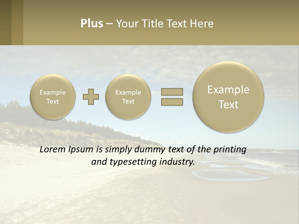 A Sandy Beach With Trees And Water Under A Cloudy Sky PowerPoint Template