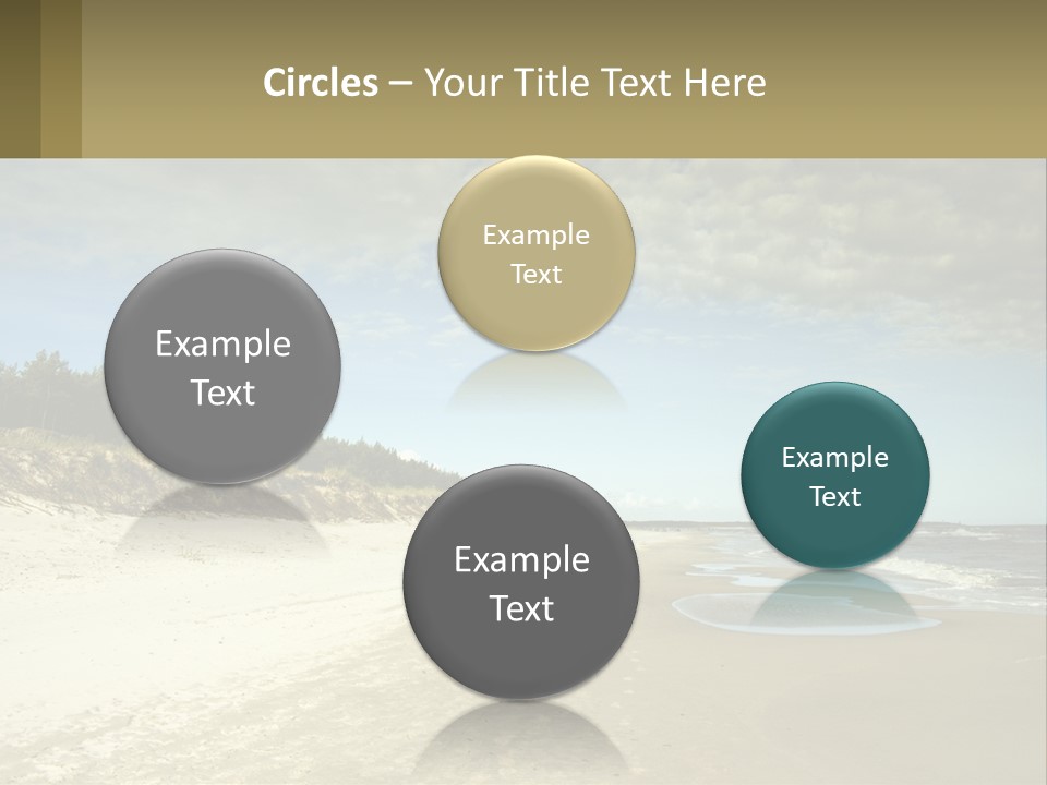 A Sandy Beach With Trees And Water Under A Cloudy Sky PowerPoint Template