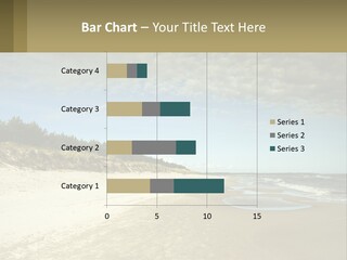 A Sandy Beach With Trees And Water Under A Cloudy Sky PowerPoint Template