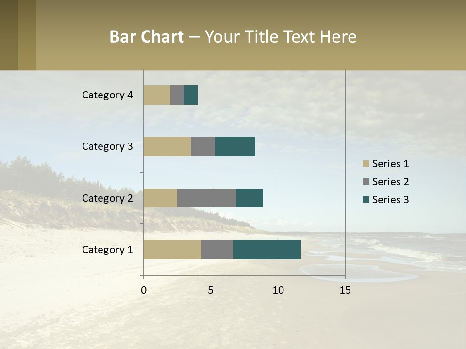 A Sandy Beach With Trees And Water Under A Cloudy Sky PowerPoint Template
