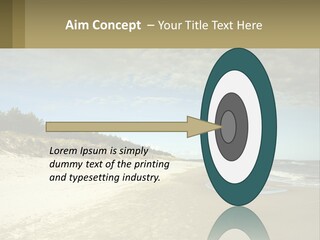 A Sandy Beach With Trees And Water Under A Cloudy Sky PowerPoint Template