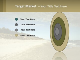 A Sandy Beach With Trees And Water Under A Cloudy Sky PowerPoint Template