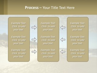 A Sandy Beach With Trees And Water Under A Cloudy Sky PowerPoint Template