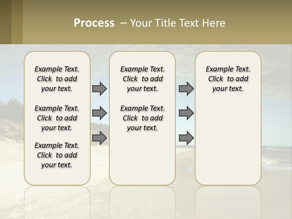 A Sandy Beach With Trees And Water Under A Cloudy Sky PowerPoint Template