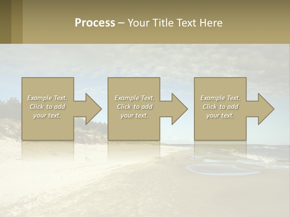 A Sandy Beach With Trees And Water Under A Cloudy Sky PowerPoint Template