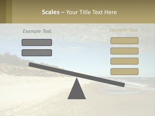 A Sandy Beach With Trees And Water Under A Cloudy Sky PowerPoint Template