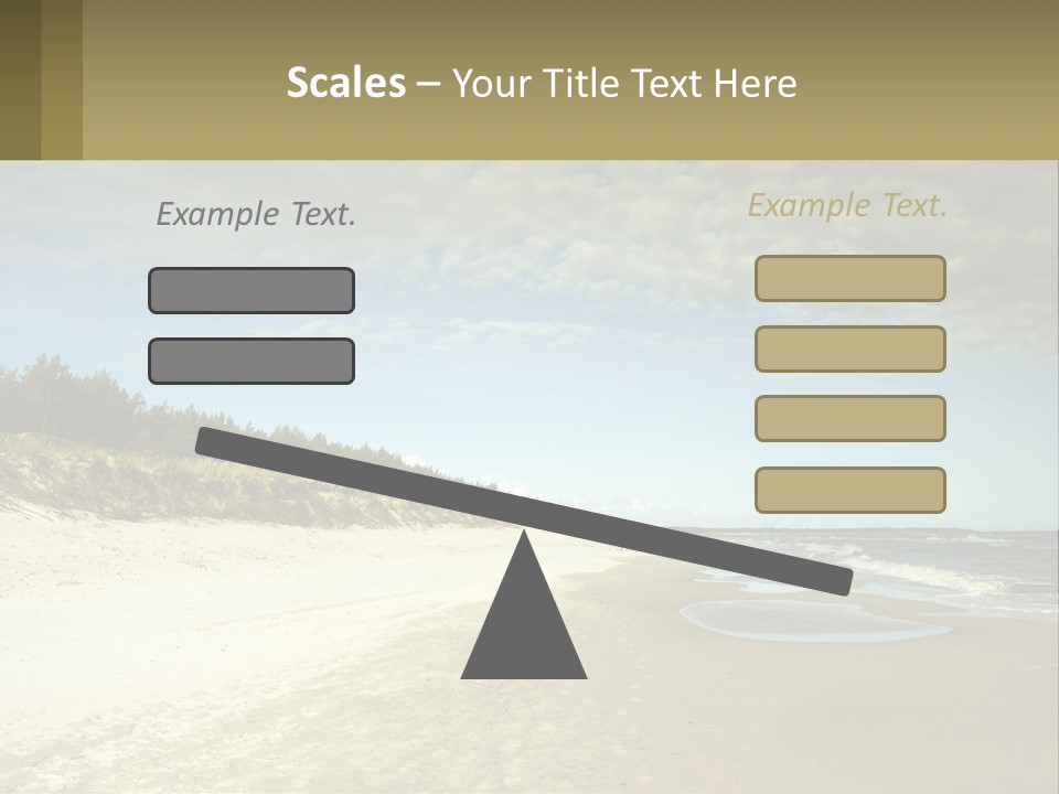 A Sandy Beach With Trees And Water Under A Cloudy Sky PowerPoint Template