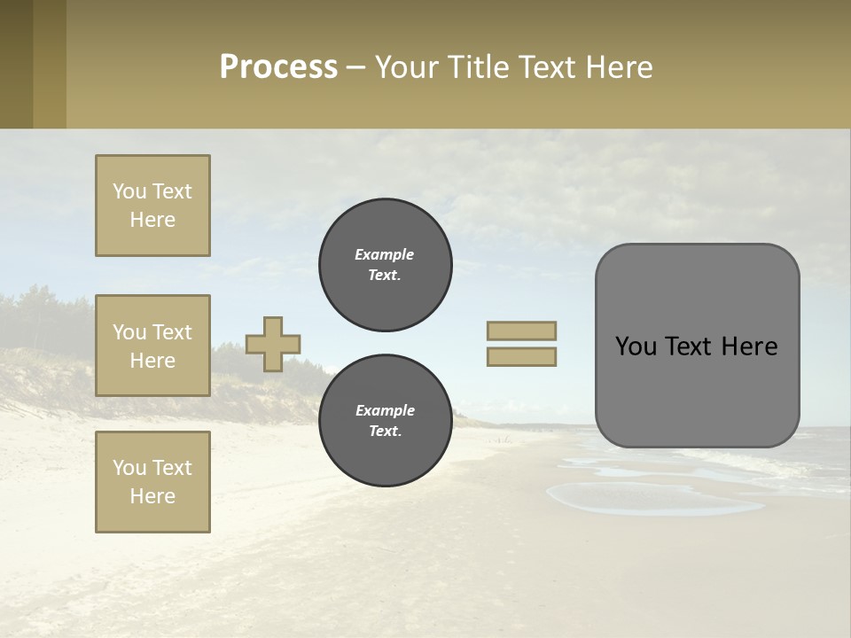 A Sandy Beach With Trees And Water Under A Cloudy Sky PowerPoint Template