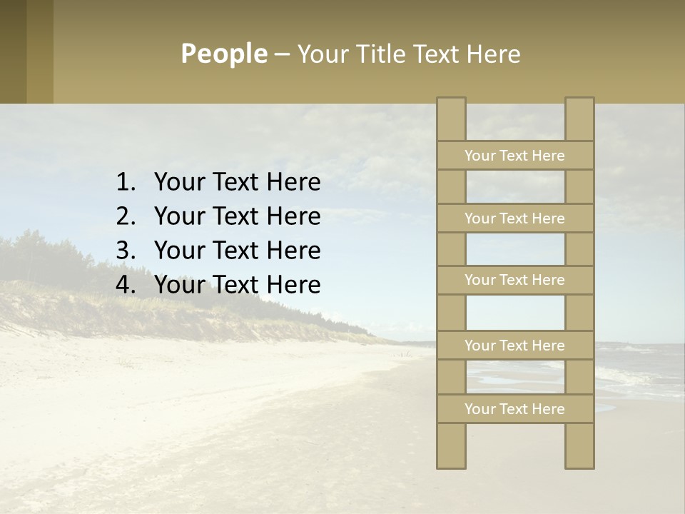 A Sandy Beach With Trees And Water Under A Cloudy Sky PowerPoint Template