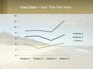 A Sandy Beach With Trees And Water Under A Cloudy Sky PowerPoint Template