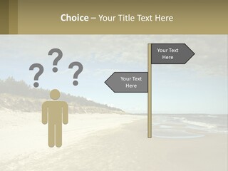 A Sandy Beach With Trees And Water Under A Cloudy Sky PowerPoint Template