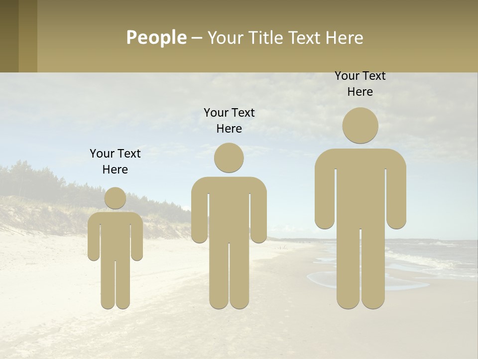 A Sandy Beach With Trees And Water Under A Cloudy Sky PowerPoint Template