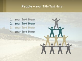 A Sandy Beach With Trees And Water Under A Cloudy Sky PowerPoint Template