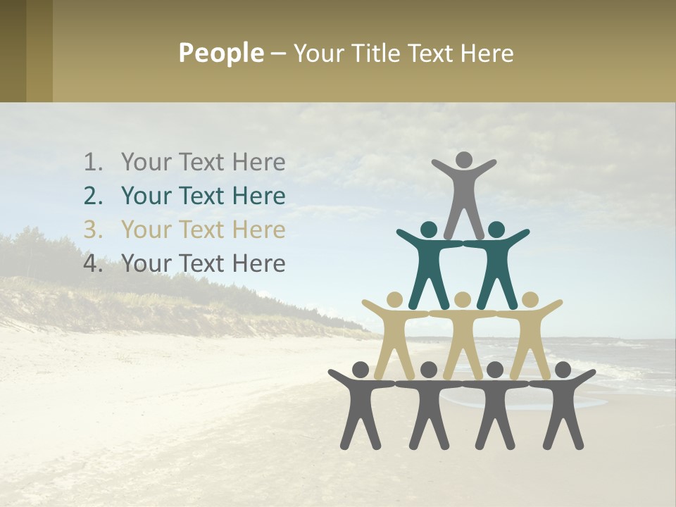 A Sandy Beach With Trees And Water Under A Cloudy Sky PowerPoint Template