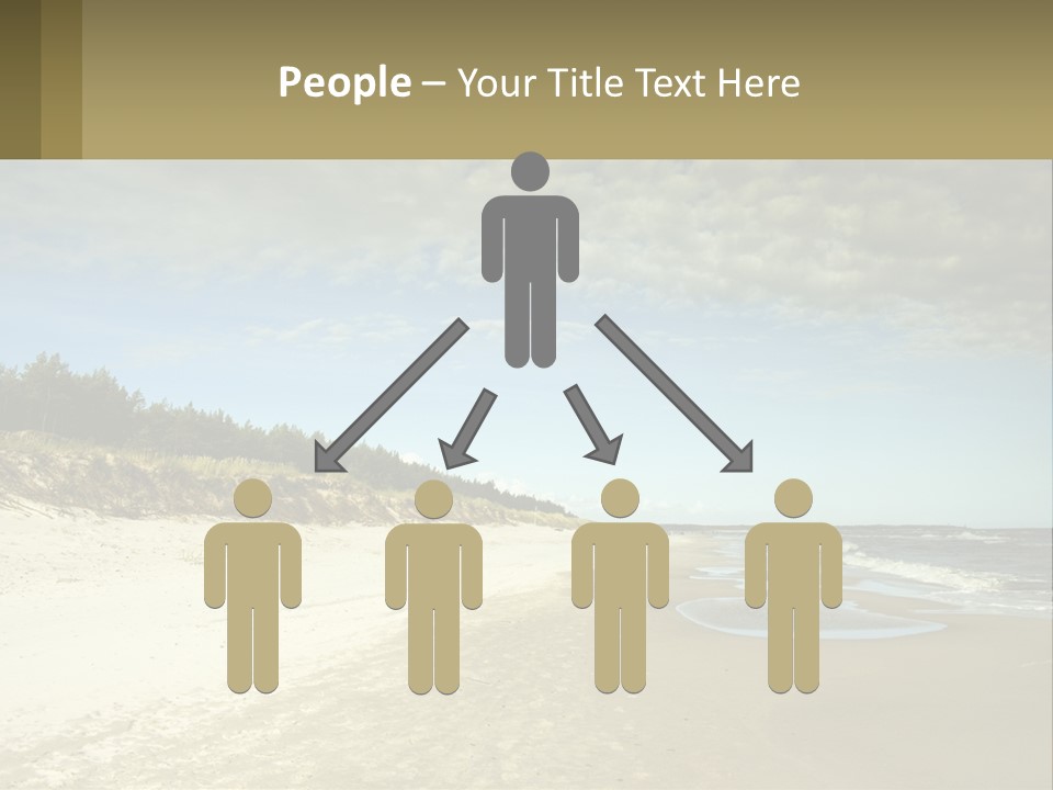 A Sandy Beach With Trees And Water Under A Cloudy Sky PowerPoint Template