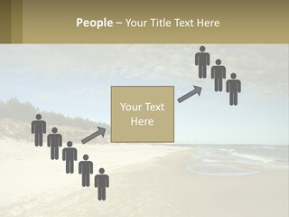 A Sandy Beach With Trees And Water Under A Cloudy Sky PowerPoint Template