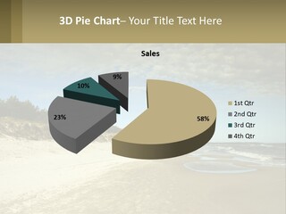 A Sandy Beach With Trees And Water Under A Cloudy Sky PowerPoint Template