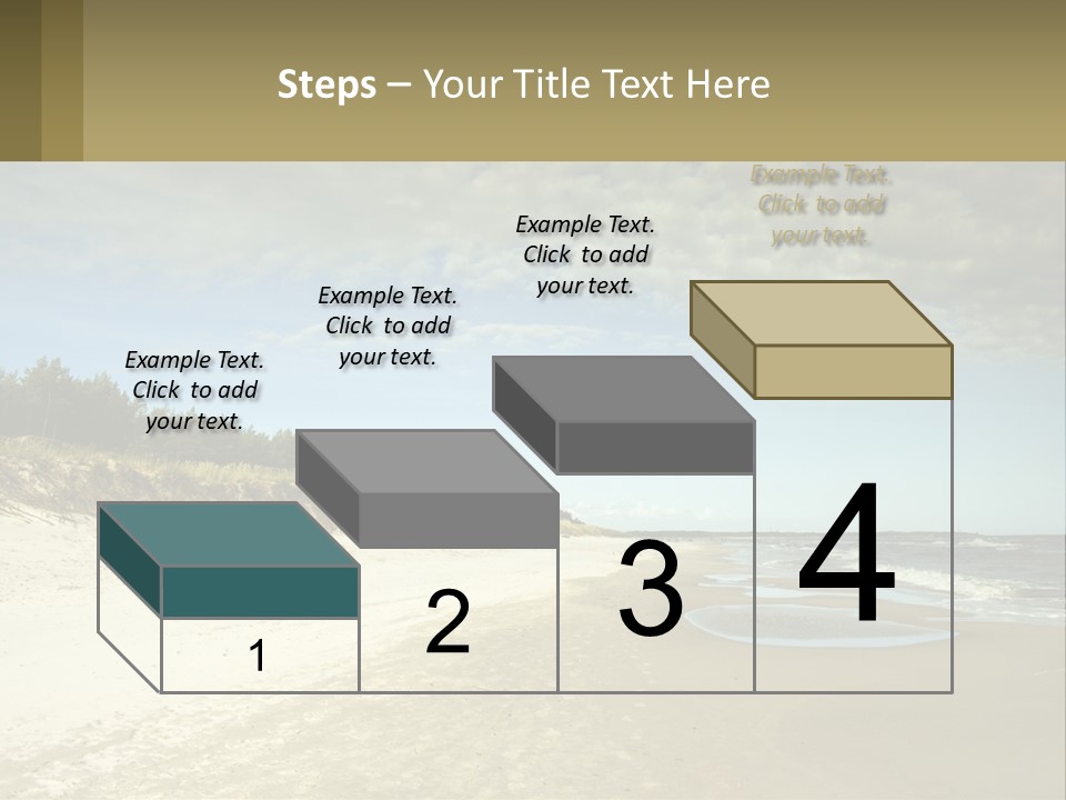 A Sandy Beach With Trees And Water Under A Cloudy Sky PowerPoint Template