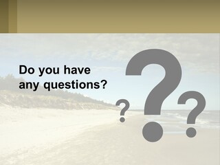 A Sandy Beach With Trees And Water Under A Cloudy Sky PowerPoint Template