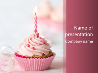 A Cupcake With A Single Candle On Top Of It PowerPoint Template