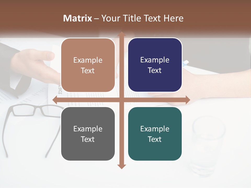 Two People Sitting At A Table Signing Papers PowerPoint Template