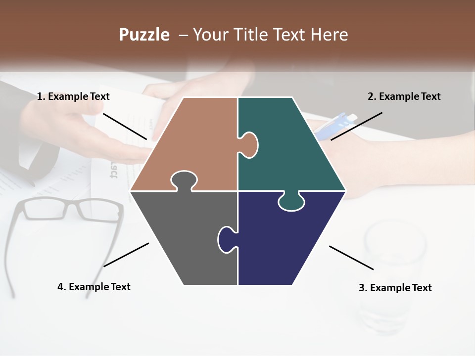 Two People Sitting At A Table Signing Papers PowerPoint Template