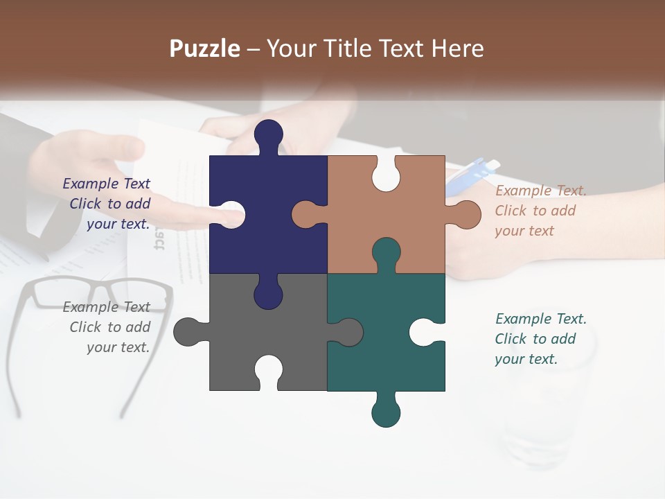 Two People Sitting At A Table Signing Papers PowerPoint Template