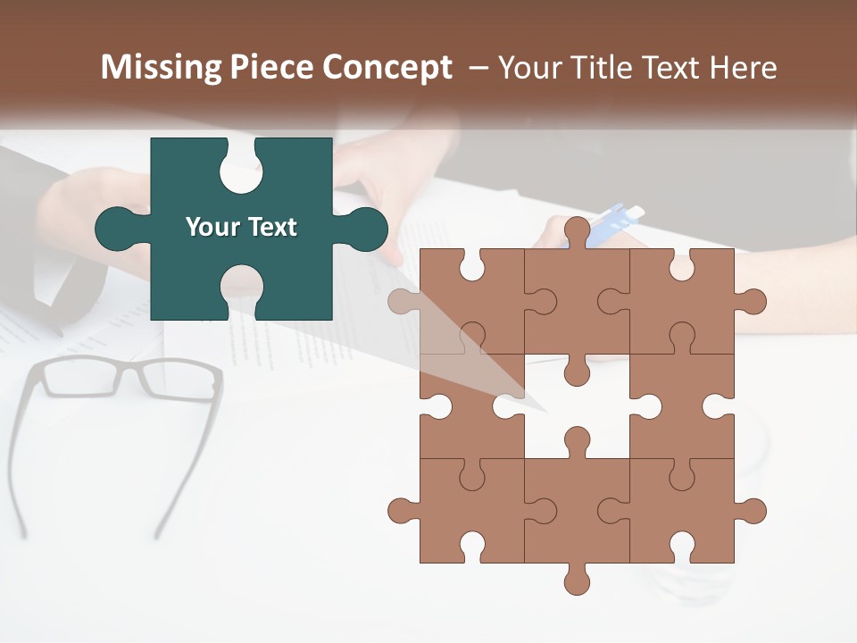 Two People Sitting At A Table Signing Papers PowerPoint Template