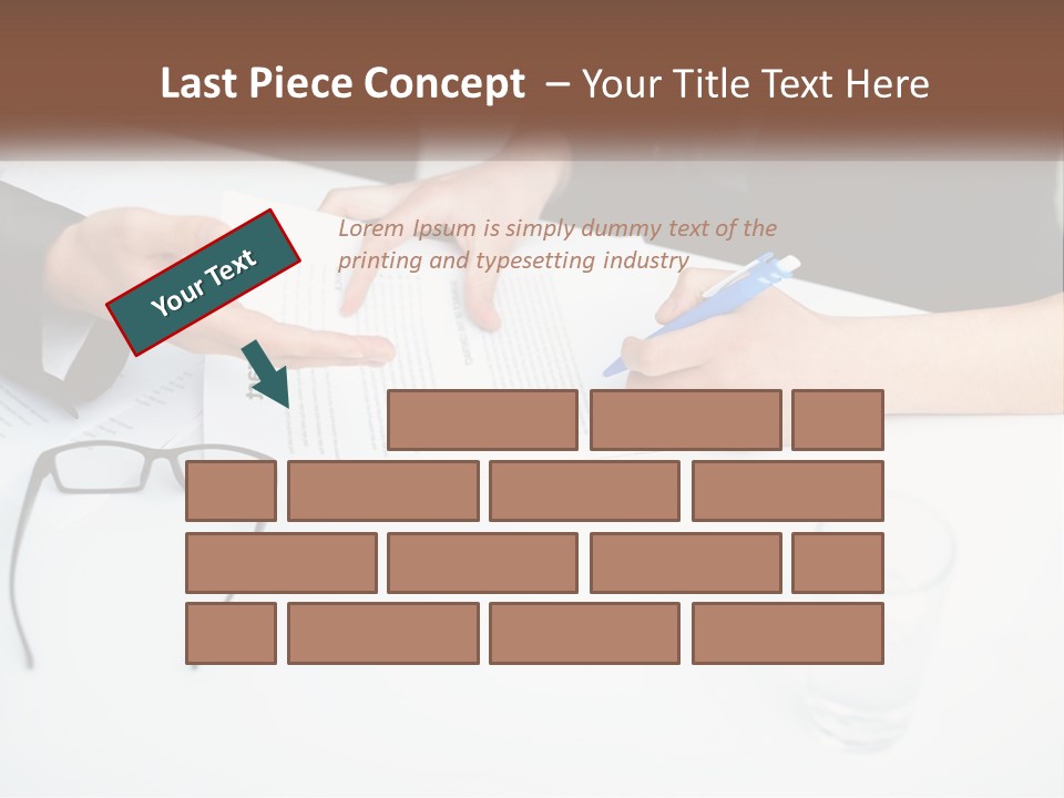 Two People Sitting At A Table Signing Papers PowerPoint Template