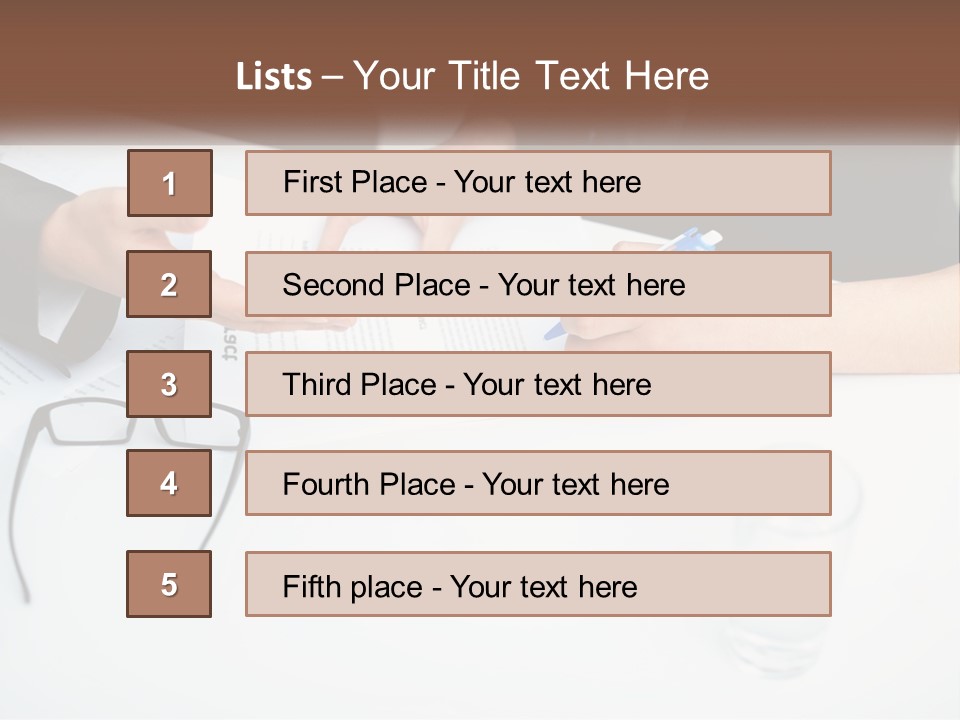 Two People Sitting At A Table Signing Papers PowerPoint Template