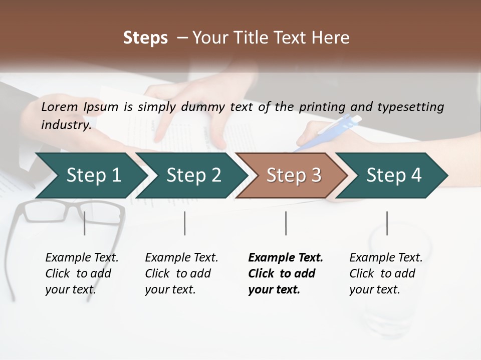 Two People Sitting At A Table Signing Papers PowerPoint Template