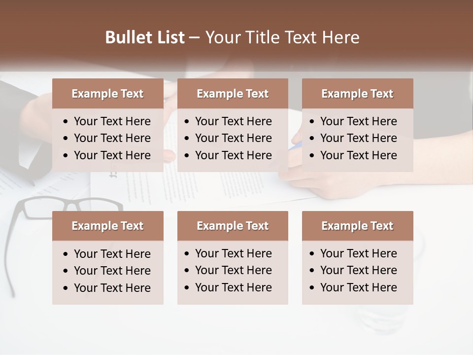 Two People Sitting At A Table Signing Papers PowerPoint Template