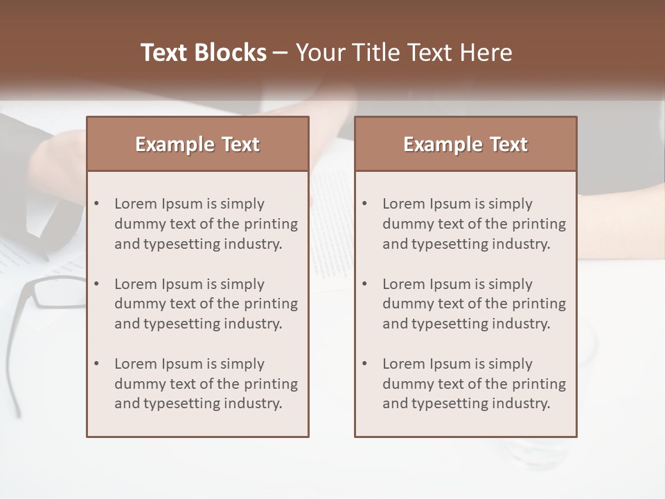 Two People Sitting At A Table Signing Papers PowerPoint Template