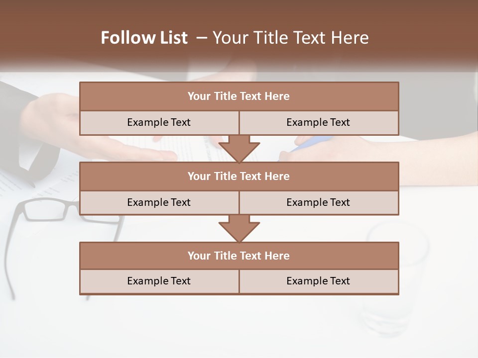 Two People Sitting At A Table Signing Papers PowerPoint Template