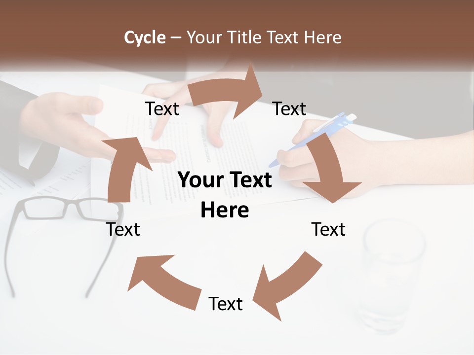 Two People Sitting At A Table Signing Papers PowerPoint Template