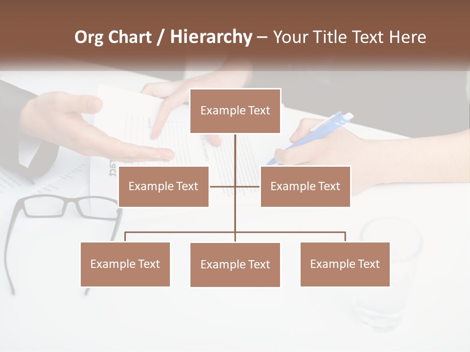 Two People Sitting At A Table Signing Papers PowerPoint Template