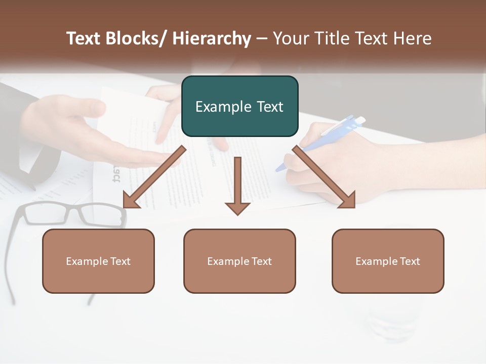 Two People Sitting At A Table Signing Papers PowerPoint Template