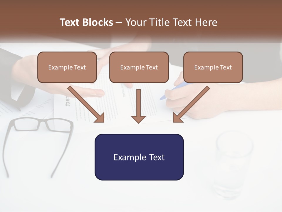 Two People Sitting At A Table Signing Papers PowerPoint Template