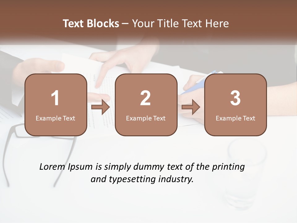 Two People Sitting At A Table Signing Papers PowerPoint Template