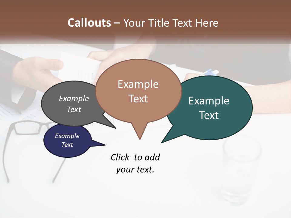 Two People Sitting At A Table Signing Papers PowerPoint Template