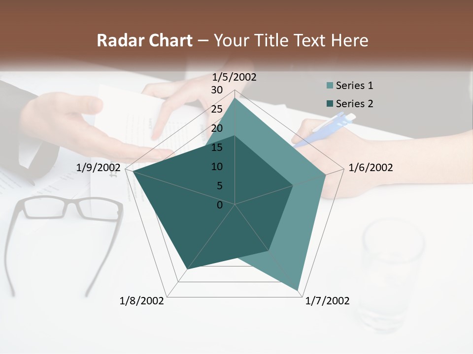 Two People Sitting At A Table Signing Papers PowerPoint Template